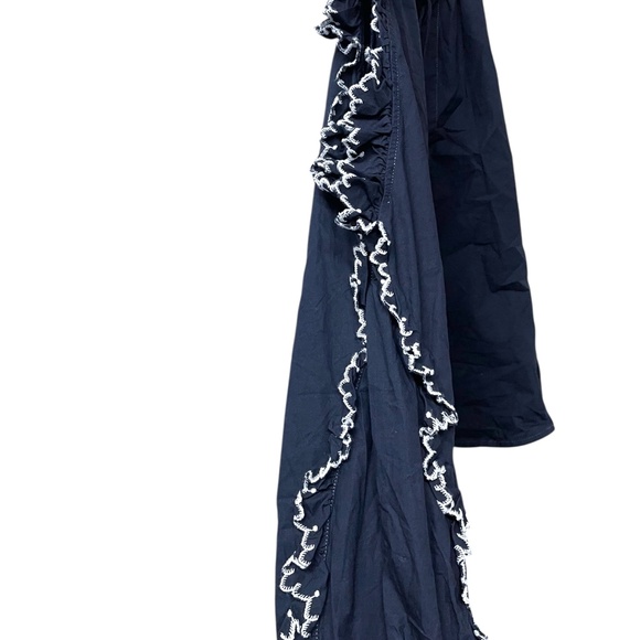 ULLA JOHNSON Sz 2 Amandine Cold Shoulder Cotton Poplin Navy Blue Blouse Top EUC - Picture 7 of 7